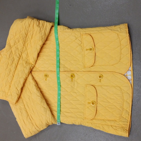Lands End Sunshine Yellow, Quilted, Thermolite, 2 Pocket, Button Down Jacket - Picture 6 of 13